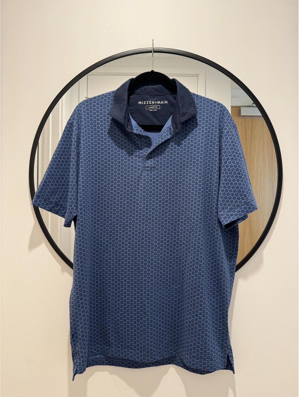 Mizzen+Main Leeward Performance Polo Navy Geometric Large Trim